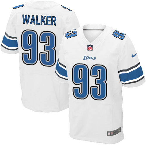 Men's Elite Tyrunn Walker Nike Jersey White Road - #93 NFL Detroit Lions